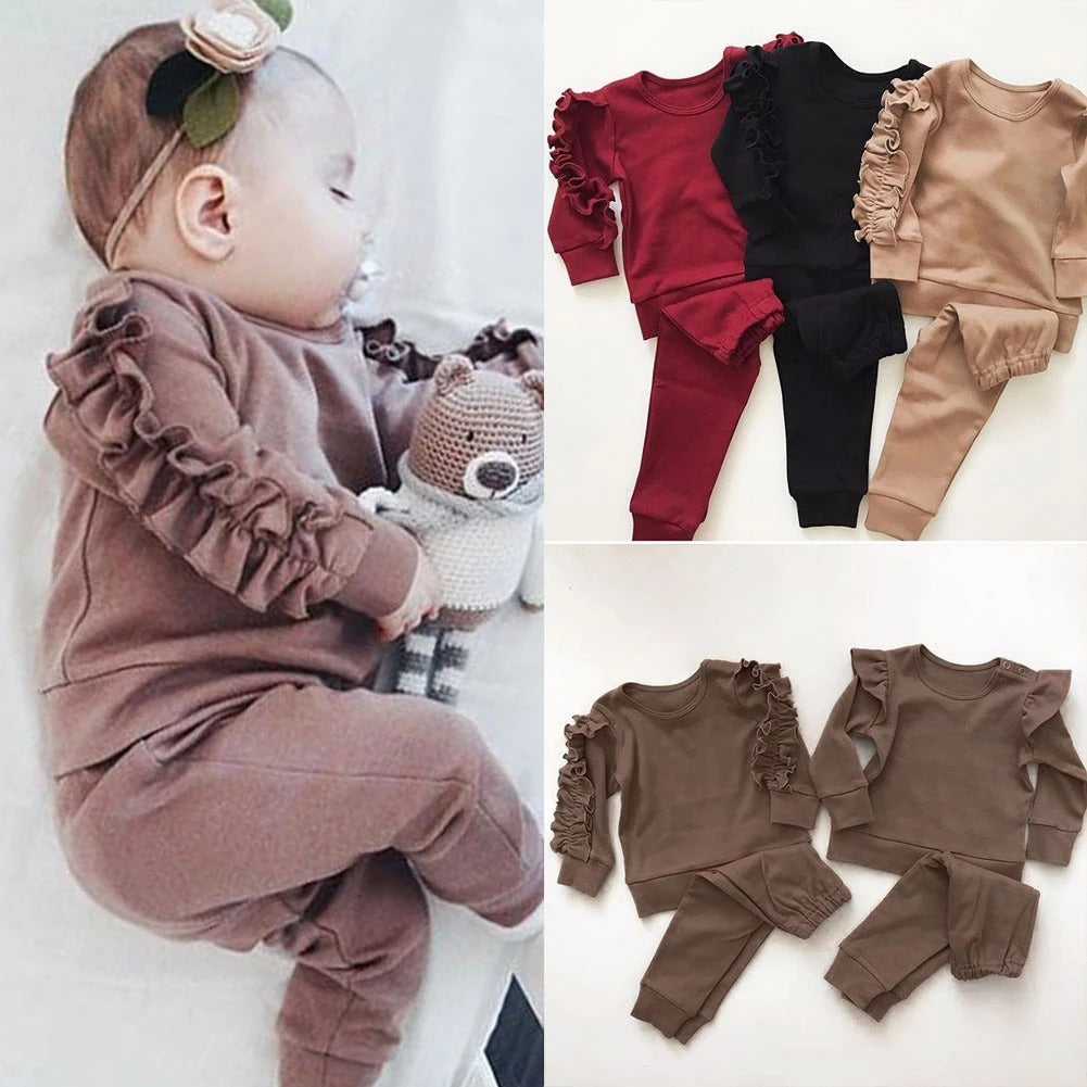 Ruffled Cotton Baby Lounge Set