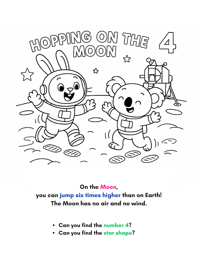 Space Explorer Animal Friends Printable Coloring Book PDF – 28 STEM Pages for Ages 3-7 (Instant Download)